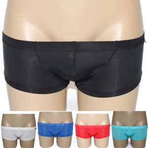 Uomini sexy seta ghiaccio di seta bikini olio pugile lucido lucido basso aumento slip semi-trasparente elasticità elasticità thong setosa biancheria da fuoco traspirante veloce