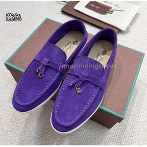 LP Designer Klänningsskor för kvinnors toppkvalitet Cashmere Leather Man Loafers Hög Elastisk nötkött Senet Botten Fashion Casual Flat Heel Soft Sole Women Work Office Y6