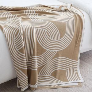 Blankets Soft Khaki Knitted Blanket Gray Bedspread Modern Geometric Decorative For Sofa Throw Warm Living Room Bedding Home Decorations