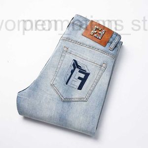 Męski projektant dżinsów Spring/Summer Thin Slim Fit Small Ft Trendy Blue Monster Q9LM ZWL6