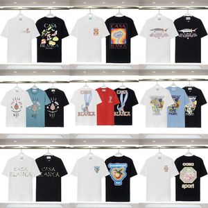 카사 블랑카 패션 브랜드 23SS 여름 새로운 짧은 슬리브 티셔츠 반 소매를 가진 남성과 여성