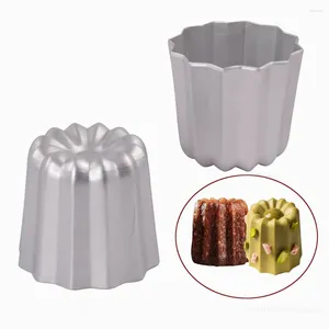 Pişirme Kalıpları 5 PCS Mini Alüminyum Alaşım Cannele Kalıp Yuvarlak Çiçek Şekli Puding Tatlı Kek Kalıp Yapışmaz Aksesuarlar