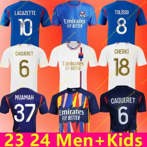 2023 2024 Maillot de Foot Futbol Formaları Lyonnais Caqueret Tolisso Jeffinho ol aouar tagliafico hayranları oyuncu futbol gömlekleri 23 24 traore sarr adam Lyon Çocuk Kitleri