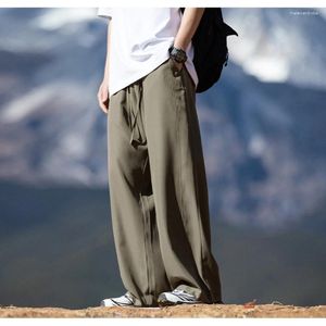 Men's Pants Ice Silk Cool Feeling Light Casual Summer Not Easy Wrinkle Loose Peplum Japanese Workwear