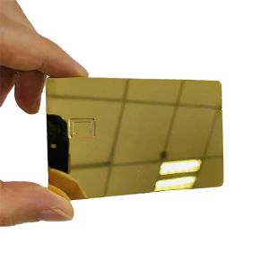 1PC Rozmiar karty kredytowej luster odbijający się do druku metalowy metalowa karta podarunkowa z gniazdem chipowym i podpisem 0,8 mm