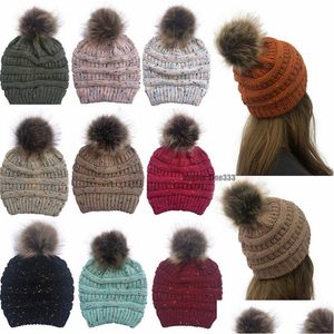 Cappelli Cappelli 10 Colori Coriali a maglia Vengono con Fluff Ballo inverno Ski Cappello Arrivato Caldo Cappello per la Giordina Dropità per bambini Baby Kids Matern Ote7T