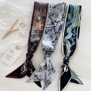 Scarves Black And White Scarf Love Cashew Nut Silk Headband Tie Bag Multi-functional Rectangular Ribbon For Men Women