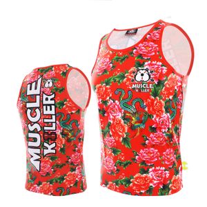 Gym Running Leisure Sports Training ärmlös snabb torkning rosa mönster Summer Slim Fit Tank Top