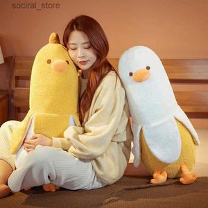 Animais de pelúcia de pelúcia 50/70cm Novo Creative Banana Duck Plush Toys travesseiro macio de algodão de algodão Dormindo sofá -cama Decoração Girl Gifts L411