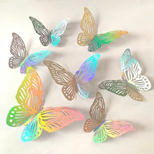 12pcs 3d Hohlboot Butterfly Wandaufkleber DIY Multicolor Art Kids Room Home Wall Decals Hochzeits Geburtstagsfeier Schmetterling Dekoration