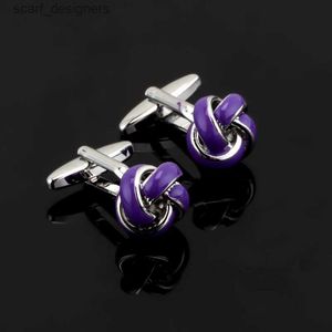 Cuff Links Luxury Jewelry purple twist Cufflink for Mens French Shirt Fashion Brand Cuff botton Wedding High Quality Round knot Cufflinks Y240411