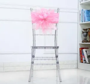 Party Decoration Organza Chair Sashes Bows Wedding Xmas Banquet Sheer Fabric Pack SN1169