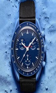 Coppia impermeabile della moda Moon Watchs Men039s and Women039s Top Chronograph Quartz Watch THREEPIN Highquality Clocks 7962035