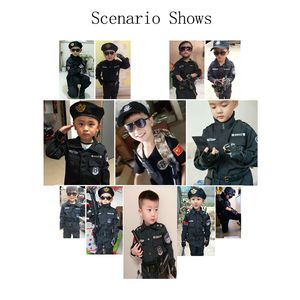 Children Halloween Policeman Costumes Kids Party Carnival Police Uniform 110-160cm Boys Army Policemen Cosplay Clothing Sets