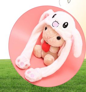 new fashion Cute netred toy plush animal hat with long ears that can move rabbit ears air bag hat children039s gift female autu1611233