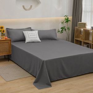 2024 Лето -лист мягкий набережный листовый постель Посфер ropa de Cama Solid Color Twin Full Queen King Sheet (без наволочек) Матрац