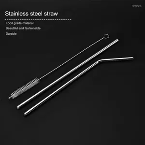 Drinking Straws Stainless Steel Straw Set 6mm Wide Bent Pipe Elbow Straight Tubes Cleaner Brush For Adult Home Reusable Tableware