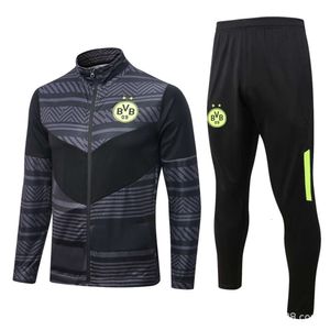Herbst/Winter Dortmund Long Sleeved Jacket Adult Childrens Training Anzug Fußball -Trikot -Druck
