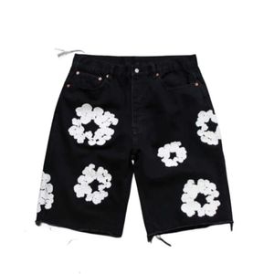 Schwarze Männer Designer gestapelt Jeans Frauen Herren Shorts Hip Hop Rock Moto Herren Design zerrissener, gerade Denim Biker Sommer Blaues Cool Jeans kurz