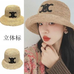 CELIES Sun hat Summer Home Triumphal Arch Handmade Lafite Grass Fisherman Hat Sunshade and Sunscreen Foldable Hook Needle Womens Basin