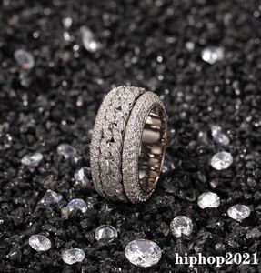Anel de diamante rotativo Moda de moda de hip hop jóias masculinas anéis de prata de ouro Iced Out Rings5657622