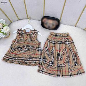 Brand baby tracksuits girls Two piece set kids designer clothes Size 100-150 CM Summer Sleeveless T-shirt and wide leg pants 24April