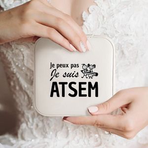 ATSEM Print Jewelry Box Present Smyckesfodral Brudtärförslagsmycken Hållare för hennes förpackningslådans smycken Organiserare