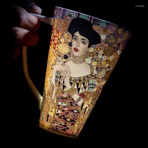 Canecas de pintura a óleo Art Bone China de grande capacidade de caneca de caneca de cerâmica Casal criativo Casal de personalidade Kahve Fincan Takimlari