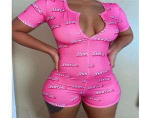 Kadınlar Kısa Kollu Tulum Moda Sıska Pijama Onesies Seksi Yükselenler Zarif Homewear Pullover Rahat Clubwear 86819201508