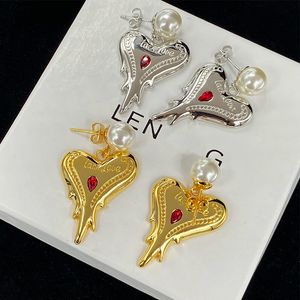 Fashion Diamond Pearl peach heart earrings women's S925 Silver Needle