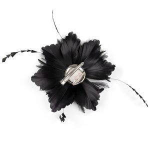 Black Feathers Hair Clip Women Brooches Lapel Pins Hair Hat Accessories for Photography Wedding Tea Party Costume Decoration