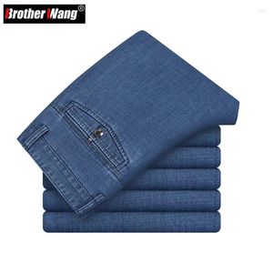 Erkekler Kot Bahar 2024 Açık Mavi Streç düz iş rahat denim pantolon modal kumaş pantolon erkek markası