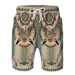 Männer Shorts Boho Nationalität Stamm Grafik Bermudas Mode Hawaiian Short Hosen für Männer Kleidung Inder Strand Vintage