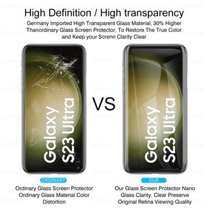 2st Front Screen Protector Glass Case för Samsung Galaxy S23 Ultra Samsun S23ultra 6.8Im 9D Curved Temped Protective Glass