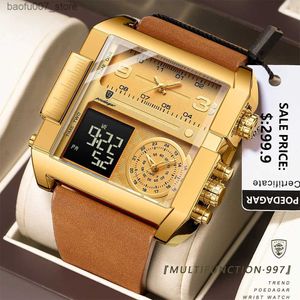 Wristwatches POEDAGAR Luxury Man Rectangle Waterproof Luminous Day Week Men Wrist Digital Multifunction Mens es Quartz Reloj