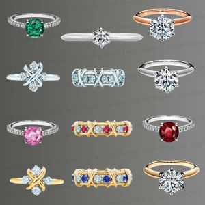 New 2024 T designer classic Luxury Wedding Rings 925 Sterling Silver Wide Narrow Ring with diamond Fashion Accessories Jewelry gift for Women men wholesale