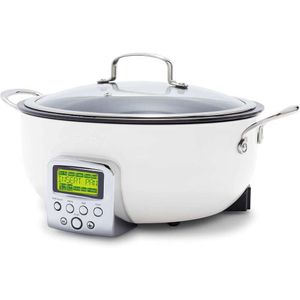 Elite Essential Smart Electric Electric Skillet Skillet Pot - Sear, Saute, Fry Fry, Cook Rice - Здоровый керамический не прижигательный - безопасная посудомоечная машина - Легко в использовании светодиодный дисплей