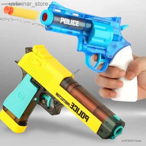 Sandspiel Wasser Spaß 2024 New Childrens Toy Gun Desert Eagle Pistol Revolver Soft Bullet Wasserpistole Dual Mode Launchierbarer Party Toy Boy Birthday Gift L47