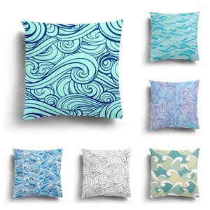 Kudde Ocean Wave Printing Plush Cillow Case Home Decoration SOFA Cover Japanese Mönster kan anpassas 60x60
