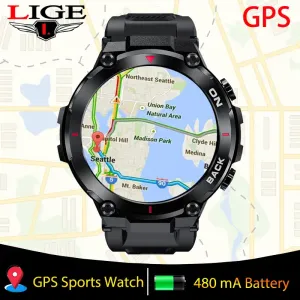 Watches Lige GPS Smart Watch Men Outdoor Sports Watches Waterproof Smartwatch 2023 Ny fitness 24 timmar Heartrat Blood Oxygen Monitor