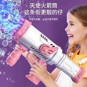 Sand Play Water Fun 32-Hole Bubble Gun Rocket Automatisk tvål Bubble Machine Childrens Electric Toy Bubble Gun Outdoor Party Wedding Holiday Gift L47