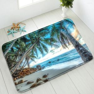 Badmattor sommar hav landskap matt palm trädbåt utan halkgolv sovrum kök dörormat absorberande hemmattor fotkudde tvättbar