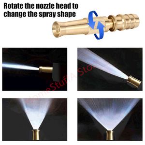 Adjustable Spray Hose Nozzle High Pressure Water Gun Car Wash Straight Copper Nozzle Hose Connector Adapter Garden Watering Tool