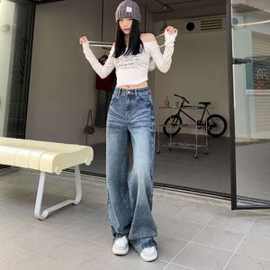 wide leg jeans 2024 womens spring new fashionable high waisted loose and slimming floor mop pants