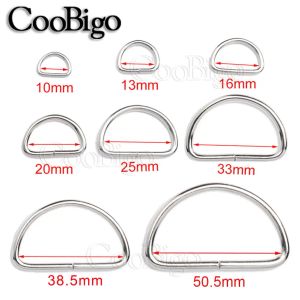 10pcs Metal D Ring Dee Loop Buckles for Outdoor Backpacks Straps Tactical Belt Plated Silver Color Non-Welded 10 20 32 38 50 mm