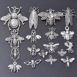 18st/parti blandar antik silverfärg insektsbi cikada legering hänge charm för smycken tillverkning av hantverksmässiga armband material bulk