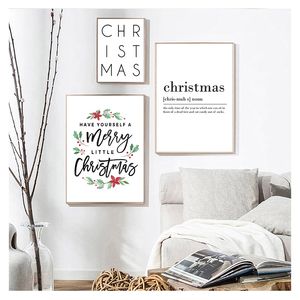 Płótno malowanie prostych angielskich liter na Boże Narodzenie nordycki plakat salon wystrój domu Wall Art Prints Modułowe zdjęcia