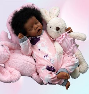 Dockor ADFO 17 tum Black Reborn Baby Doll Livselike Född färgade mjuka julklappar för flickor 2209129496631