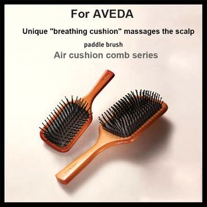 För Aveda Massage Comb Gasbag Anti Statisk hårluft Kudde Träborste våt Curly Dolly Denangle Hair Brush Hairdressing Styling 240327