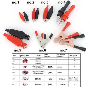 10A 50A 55mm 80mm Alligator Crocodile Clips Hantera Test Lead Probe Metal Connector Plug Black Red For Electrical Car Van Battery